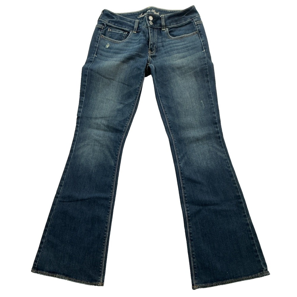 American Eagle Outfitters Artist Jeans Womens 6 Blue Distressed Bootcut Low Rise